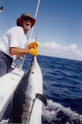 John Greene's 65 Kg Striped Marlin on a “Lumo” “Chook” lure.