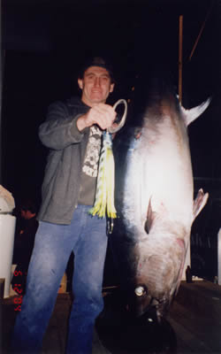 Martin Shaliapin's 75 Kg Southern Bluefin Tuna caught using a “Slimy” “Cur” lure. Boat - Juzrah.