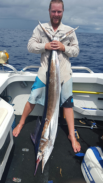 ANGLER: Russell Emms SPECIES: Shortbill Spearfish
WEIGHT: 24.4kg LURE: JB Lures 10" Dingo in "Evil"